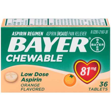 BAYER Bayer Aspirin Chew Tab Orange 36 Count, PK36 80831006
